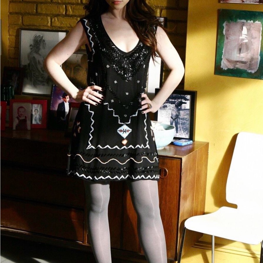 Black Sheer Little Beaded Black Dress Modern / 20s / Great Gadsby / Flapper